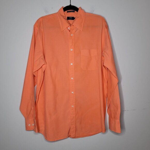 Lincs Silk Blend Peach Coral orange long sleeve Button up Mens Size large - Picture 12 of 13